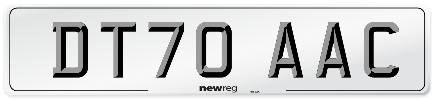 DT70 AAC Number Plate from New Reg